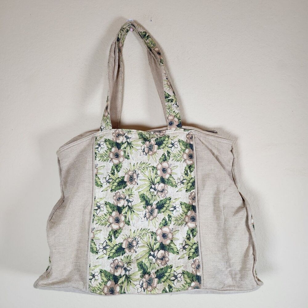 Vintage Caribbean Joe Tote Large Shopper  Shoulder Bag‎ beach Travel floral boho